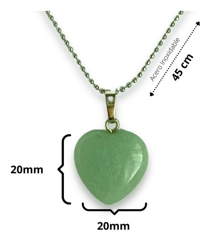 Imagen 2 de 3 de Collar Corazoncito De Aventurina Verde 100% Natural