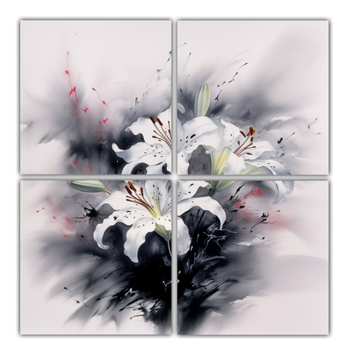  4 Lienzos Conceptual Camelia Arreglos Florales 80x80cm