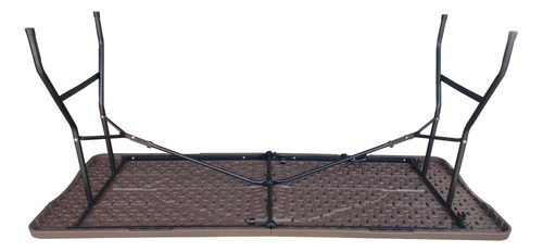 Mesa Plegable De Plástico Simil Ratan 180 Cm Color Café