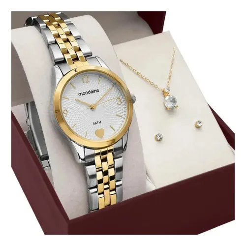 Kit  Relógio Mondaine Bicolor Feminino 32795lpmkbe3k1