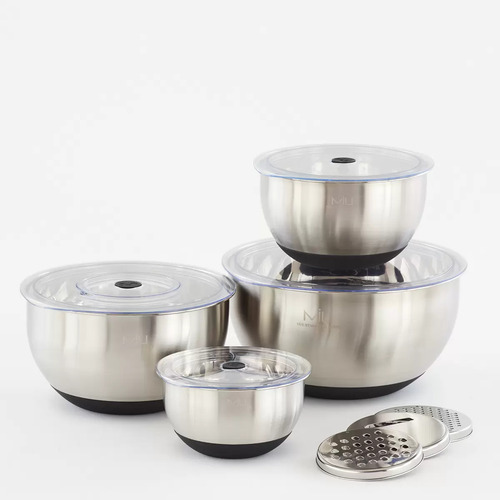 Miu Tazones Para Mezclar Con Tapas De Acero Inoxidable 11 Pz