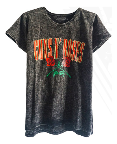 Remera Guns N Roses Uk Tour 87 - Nevada - Negro - Rock Mujer