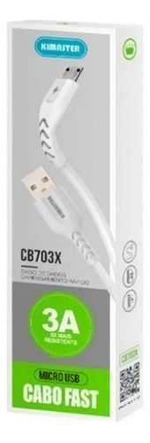 Cabo Micro Usb Kimaster Cb703x 1m Carregamento Rapido Cor Branco