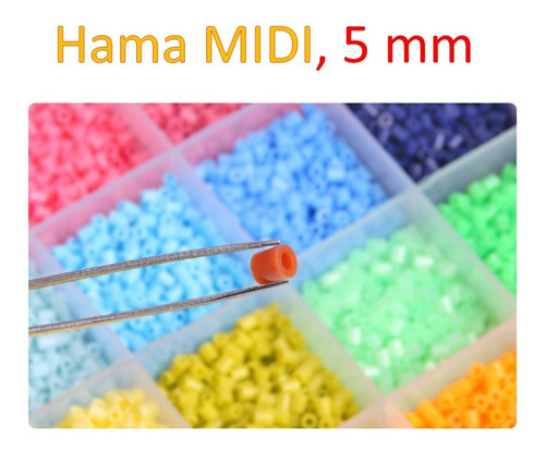 Estuche Hama Beads Midi Con Base Pinza Y Papel X 18 Colores