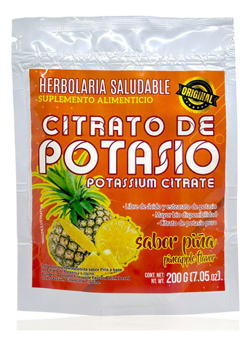 Citrato De Potasio Piña 200 G Herbolaria Saludable.