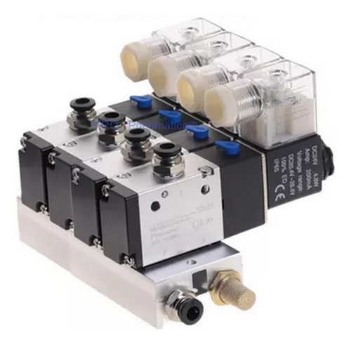 Válvula Bloco Manifold 3/2 Vias Dc12v - 4 Válvulas -tubo 6mm