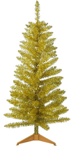 Árbol De Navidad Artificial De Oropel Dorado
