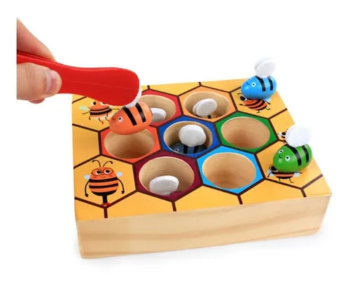 Juego Atrapa Abejas Madera Colores Montessori MercadoLibre