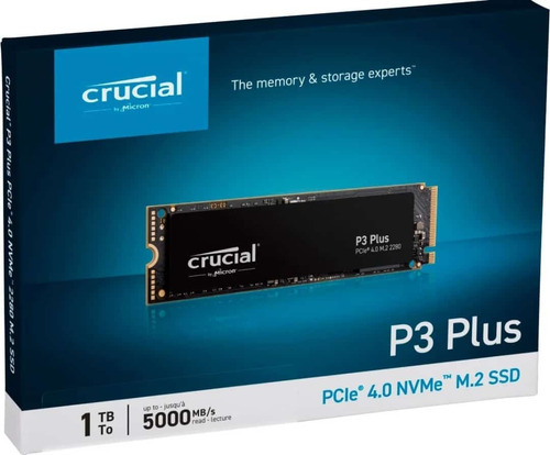 Disco Duro Crucial P3 Plus 1tb Pcie M.2 2280 Ssd 5000 Mb/s