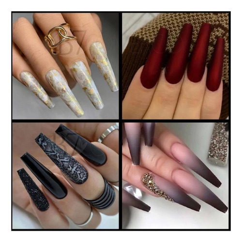 Kit 100 Unhas Tips Bailarina Extra Longa Transparente