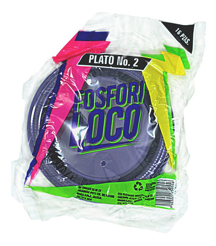 Plato Neon Fiestero #2 Paquete 16 Piezas Desechables