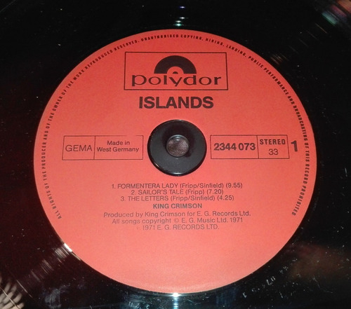 Imagen 7 de 8 de King Crimson - Islands - Lp Vinilo Edicion Alemana