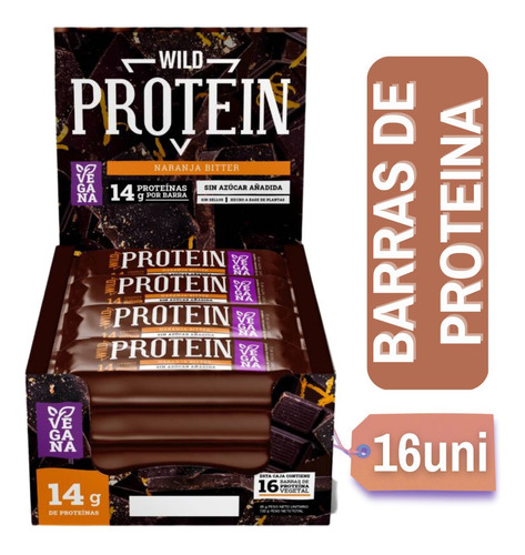 Barra Wild Protein Suplemento Naranja Bitter - 16 Unidades