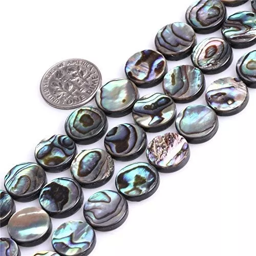 64pcs/Strand 6mm Natural Flat Coin Abalone Shell Semi Precious Gemstone Beads for Jewelry Making