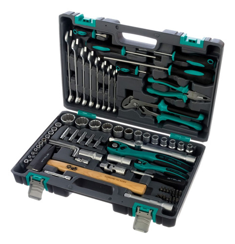 Kit Jogo De Ferramentas 76 Pçs Multiuso C Maleta Stels Estructurada Verde Negro