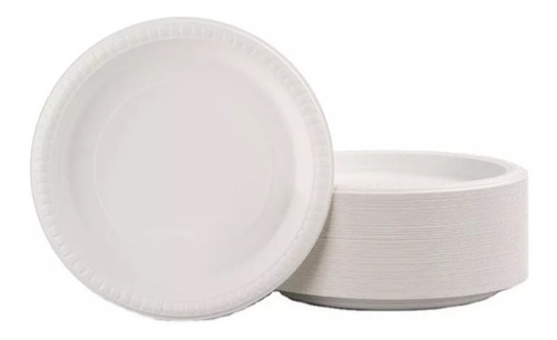 Platos Plásticos Blanco Desechables 21 Cm Pack 100 Unidades