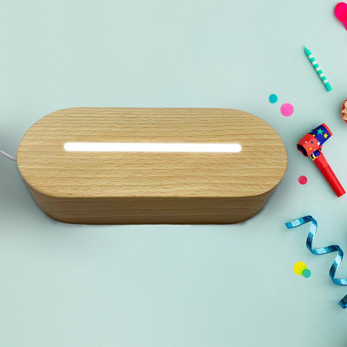Luz De Noche Led Base De Madera Soporte De Exhibición Claro