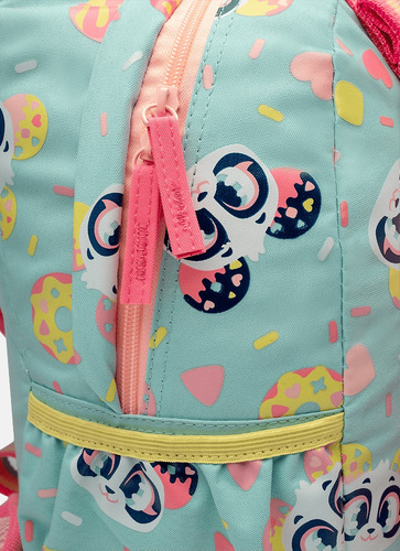 Mochila Puket Panda Donuts de color verde agua con lonchera