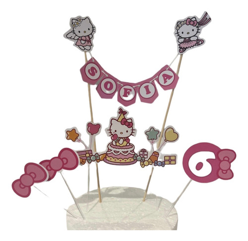 Set De Toppers Para Torta Personalizado De Kitty