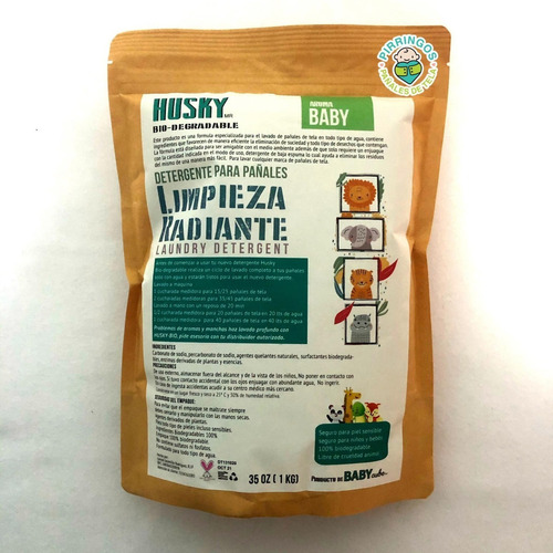 Detergente Para Pañal De Tela Biodegradable Husky  1kg