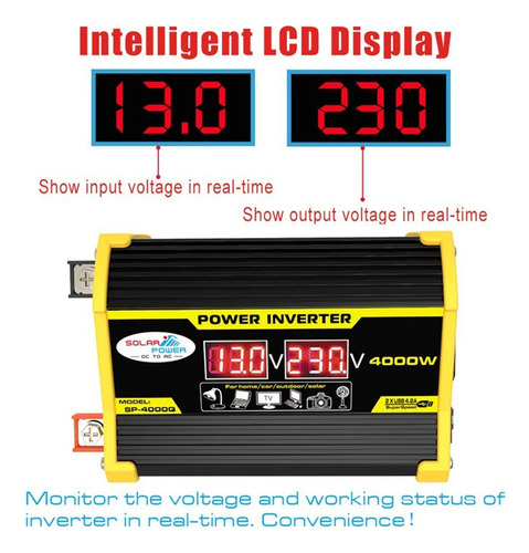 Z Inversor De Corriente Para Auto, Portátil, 4000w, 12v A