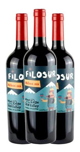 Kit 3 Unidades De Vinho Tinto Filosur Malbec 2020 Com 750 Ml
