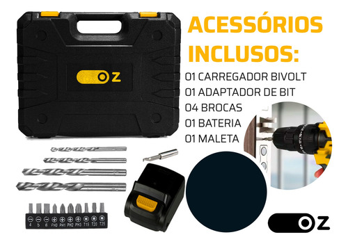 Parafusadeira De Impacto 12v 10mm Com Maleta E Acessorios