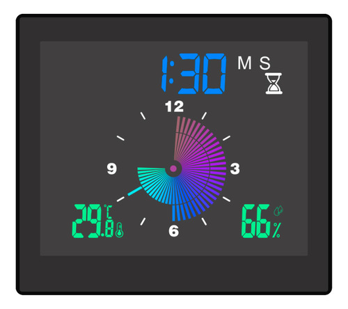 Relógio Termohigrômetro Digital Com Alarme Duplo E Cor