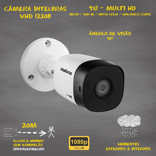 Imagem 3 de 6 de Kit Cftv 9 Cameras Full Hd Dvr Intelbras 1116 1tb Wd Purple