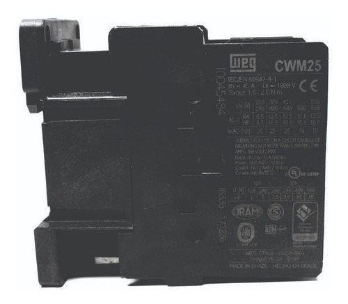 Imagem 4 de 5 de Contatora Tripolar Weg Cwm25 25a 220v