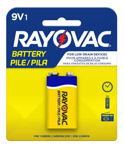 Bateria Rayovac 9v Zinc - Carbon 1 Unidad