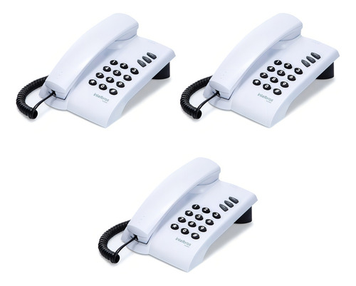 Kit 3 Telefone Fixo Com Fio Escritório Consultório E Empresa Cor Branco