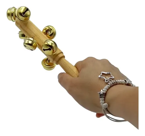 Pack De 2 Cascabeles De Mano De Madera Y Metal - Para Percusión, Entrenamiento, Fiestas O Celebraciones