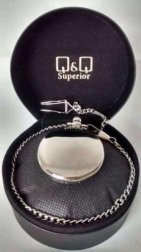 Imagen 3 de 3 de Reloj De Bolsillo Estilo Retro Antiguo Q&q Con Tapa Y Cadena
