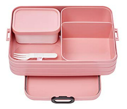 Tupper Bento 2 Compart. Cuch. Portátil 1500ml Rosa.