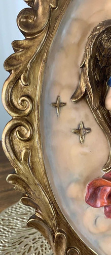 Quadro Anjo Arcanjo Com Coração Em Resina 40cm