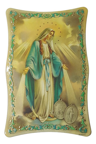 Cuadro Virgen Milagrosa Souvenir Medalla Decoracion Italy