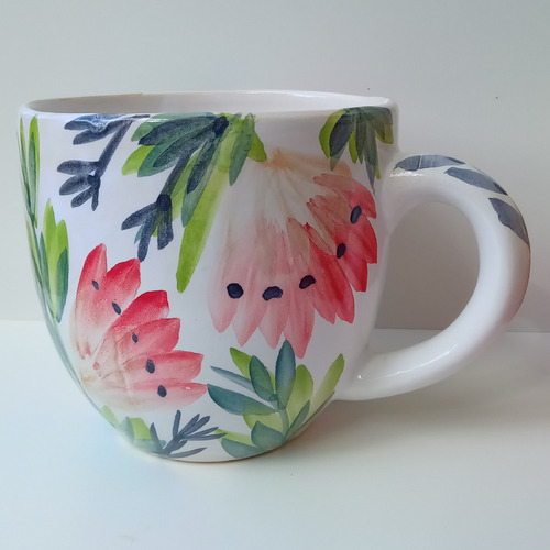 Tazon Xl Sopero Pintado A Mano Alto Taza Blanco Tazon Sopero Xl Alto