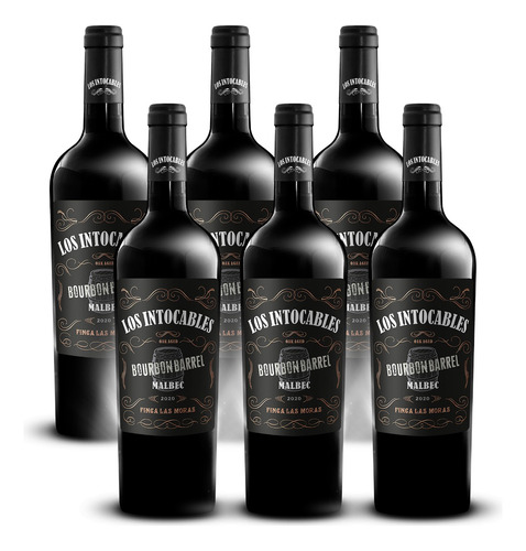 Vino Argentino Los Intocables Black Malbec, 6 Botellas