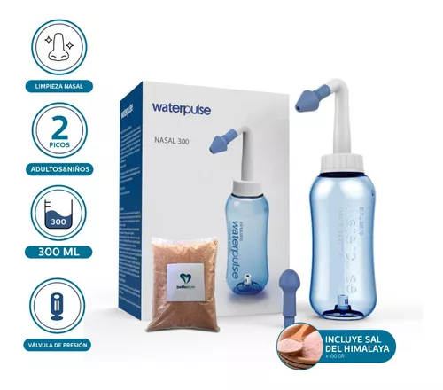 Irrigador Nasal Lavado 2 Picos+ Sal + 300 Ml Lota Neti