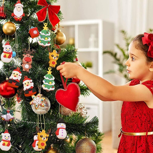 A 24 Piezas Mini Adornos Navideños, Para Manualidades