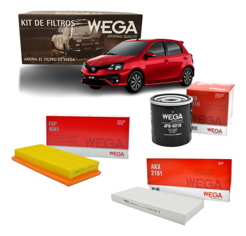 Kit 3 Filtros Wega Toyota Etios 1.5 16v 2016 Npcars