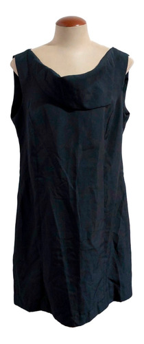 Vestido Midi Preto Básico Gola Assimétrica Tamanho 48