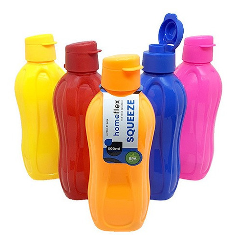 Squeeze Plastica Para Bebidas Homeflex 500ml Fxh-444 Cor Amarelo
