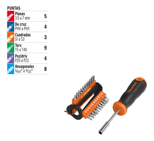 Desarmador Multipunta, Con 33 Puntas, Truper, 13595
