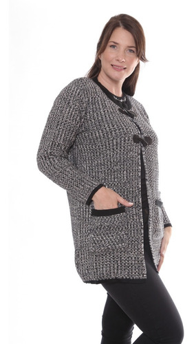 Imagen 5 de 10 de Campera Saco Abierto De Mujer Tejido Talles Grandes 3402