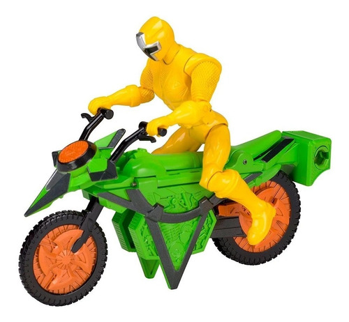 Power Ranger Boneco Ranger Amarelo E Moto Tramsforma Bandai 