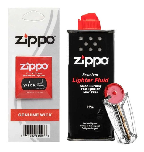 Pack Bencina Zippo 125ml + 6 Piedras Zippo + 1 Mecha Zippo