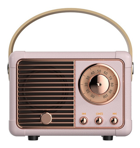 Bocina Bluetooth Radio Portátil De Estilo Europeo Retro Color Rosa
