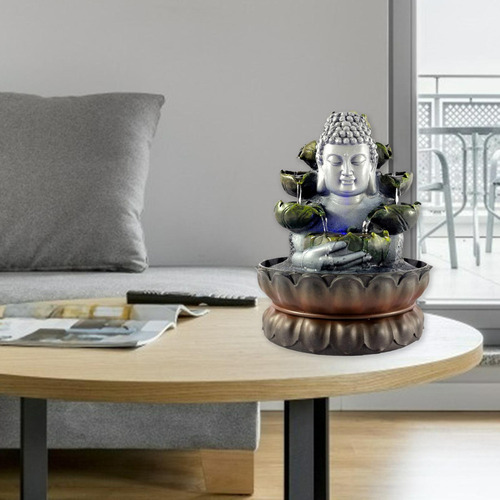 Xd Buda Sentado Fuente De Mesa Jardín Luces Led Base Marrón